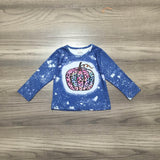 Blue Tie Dye Shirt w/Leopard Print Pumpkin (FP1012) (KIDS)