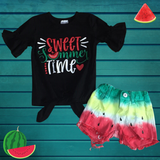 Sweet Summertime Watermelon Shorts Outfit-sparkledots-sparkledots