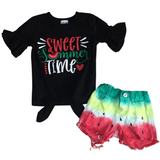 Sweet Summertime Watermelon Shorts Outfit-sparkledots-sparkledots